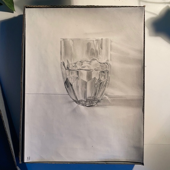 Still Life Art Crystal Waterford Glass Original Drawing Signed 7x11” - Picture 5 of 16